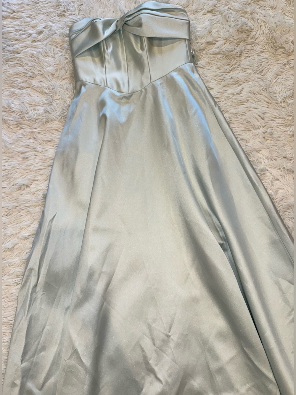 NEW Alfred Sung Bow Strapless twist cuff neck gown mint green D888 sz 12 - Picture 6 of 10